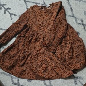 SHEIN Brown Leopard Print Kids Dress